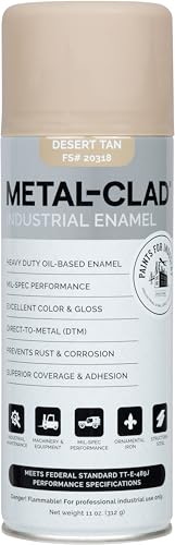 METAL-CLAD Paints For Industry Industrial Enamel, Aerosol Spray Paint - Steel Metal Iron Machinery - 1 Can (Desert Tan) 4-S-7793
