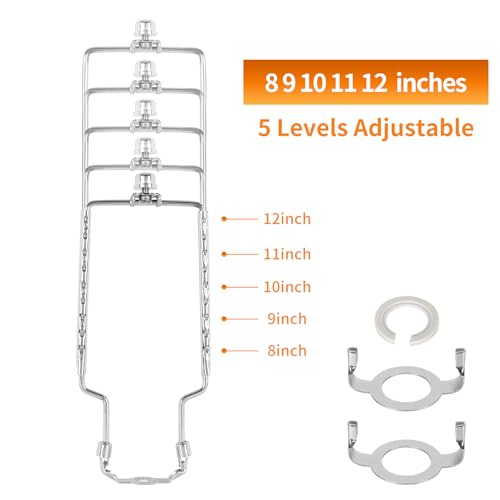 Image of Lamp Harp Kit,Adjustable Lamp Shade Holder, harp and finial for lamp,Lamp Shade Holder Fits 8 9 10 11 12 inch Shades, with Lamp Rod and E14 E26 E27 Light Base UNO Fitter Adapter Converter Finial Set