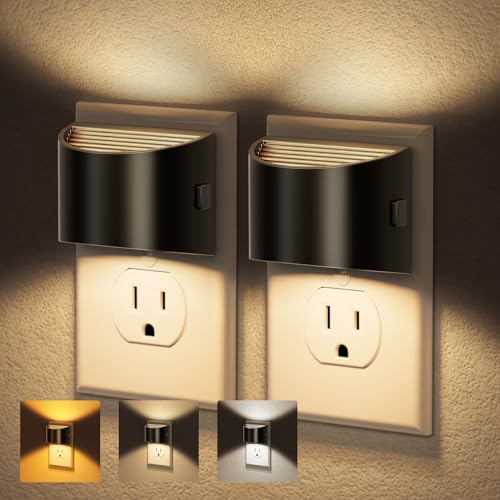 Image of JandCase LED Night Lights Plug into Wall 2 Pack, Automatic Night Light with Dusk to Dawn Sensor, 0-100LM, 3000K /4000k /5000K Adjustable Nightlight for Kids Bedroom Hallway Kitchen
