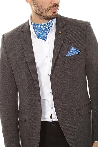 Image of DiBanGu Mens Silk Ascot Ties Paisley Jacquard Woven Cravat and Pocket Square Cufflinks with Lapel Pin for Business Wedding