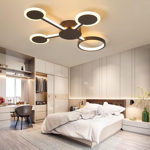 Plafonnier LED noir dimmable pour salon et chambre moderne