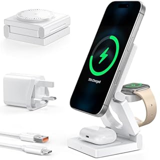 3 in 1 Wireless Charging Station for Apple Multple Devices - Foldable Magnetic Wireless Charger dock -Travel 18W charger stand for iPhone 17/16/15/14/13/12 Pro/Pro Max/Plus/Watch & Airpods All Series