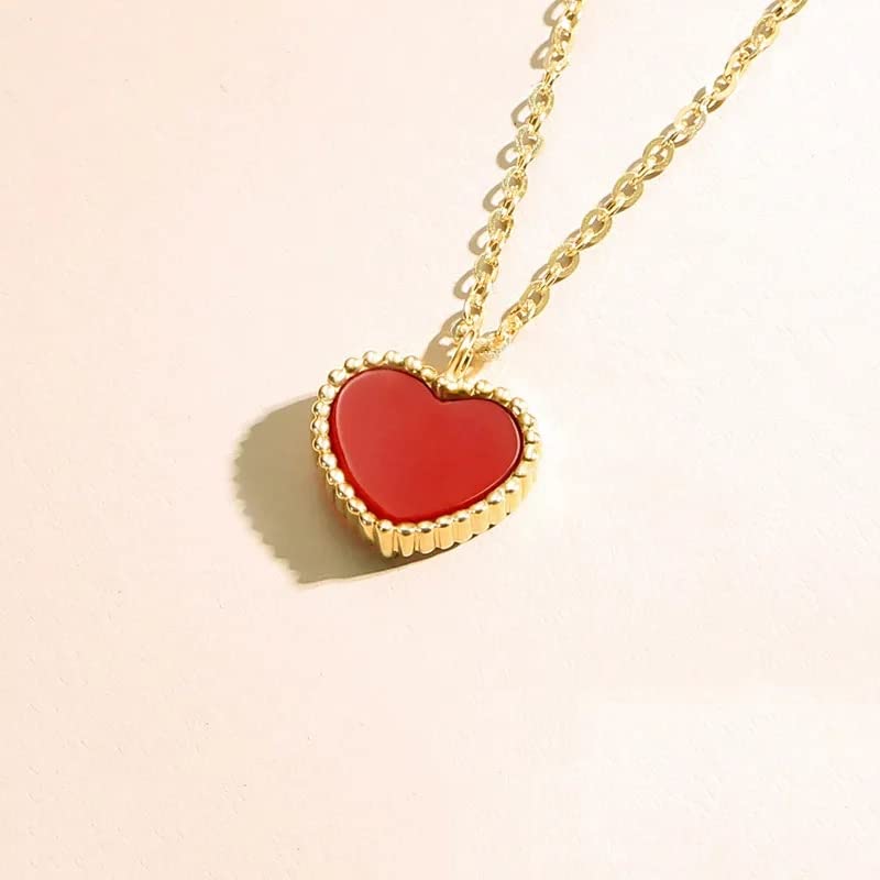 Collier pendentif cœur onyx s925 exprimez votre amour avec l'agate rouge - 4