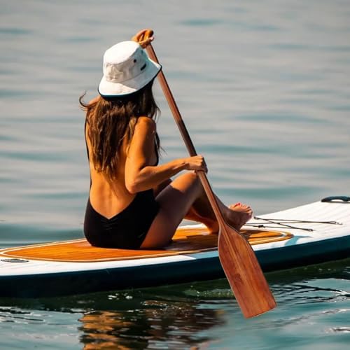 RUBAPOSM Vintage Style Wooden Oar Canoe Paddle 4 Feet,Ergonomic T-Shaped Handle,Handcrafted Durable Pine Wood Oars for Kayaking/Fishing/Rowing Boats/DIY Home Decoration Gift（2 Pieces） - Thumbnail 3