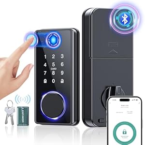Keyless Entry Fingerprint Door Lock – Smart Deadbolt Lock for Front Door with Keypad – Electronic Lock with APP – Biometric Digital Door Lock with Code – Auto Lock