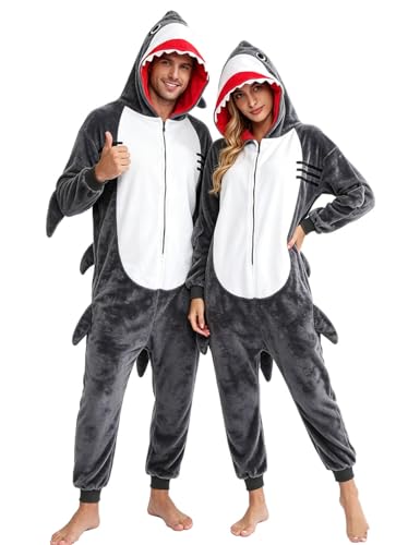 vavalad Adult Shark Onesie Pajamas Unisex Cosplay Costume Women and Men