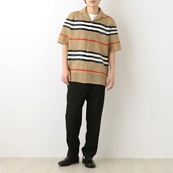 Amazon | [BURBERRY] [バーバリー] 半袖シャツ アイコンストライプ ポインテルニット シャツ ベージュ メンズ 8050268  A1420 MALET CAMEL [並行輸入品] | シャツ 通販