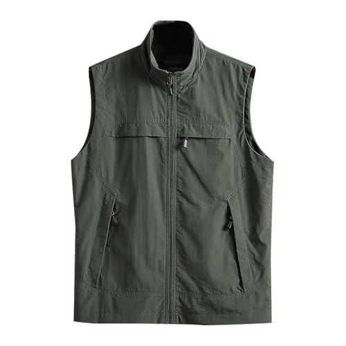 Chaleco de pesca verde XL con bolsillos tácticos para hombre en verano