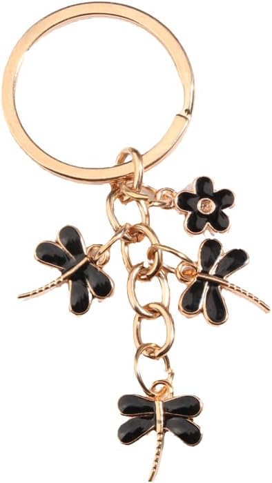 COLORFUL BLING Llavero esmaltado con dije de flor y margarita, libélula y abeja, llaveros colgantes