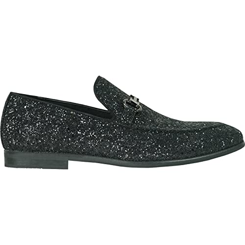 Image of bravo! Men Dress Shoe Prom Slip-on Loafer Lace-up Oxford Cap Toe Metallic Glitter for Wedding Prom Black Blue Green Gold Pink Pewter Purple Silver Red