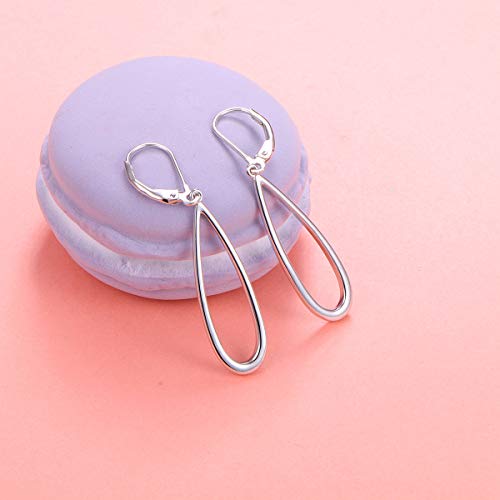 S925 Sterling Silver Hollow Teardrop Vertical Bar Drop Dangle Earrings Gift For Women Teenage Girls #TOP2