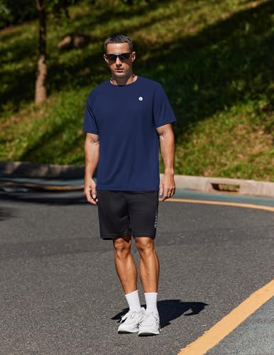 Image of PINSPARK Workout Shirts for Men UPF 50+ Quick Dry Athletic Gym Tee Shirts Mens Short Sleeve Running Cooling Swimming T-Shirt