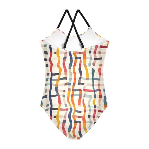 Color Bars Girls One Piece Swimsuits Quick Dry Beach Swimwear Bathing Suit2