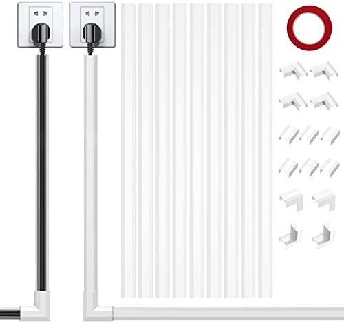 （05:30時点） 配線カバー モール 配線隠しカバー コードプロテクター ケーブルカバー モール 電線ケーブルカバー ケー インストールが簡単 (ホワイト，10本セット, 40* 1.5*0.9cm)