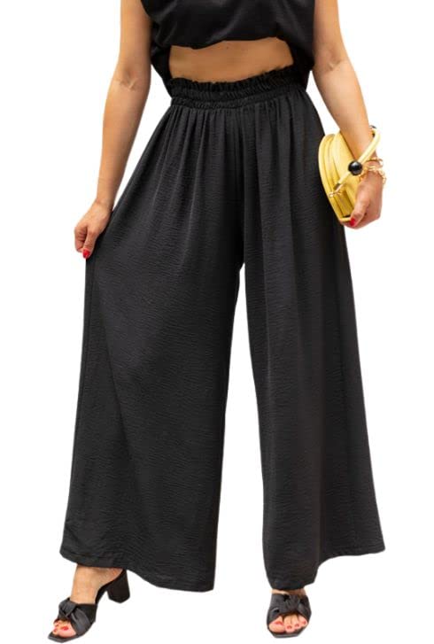 DinazahWomen's Lightweight Wide Leg Sweatpants High Waist Palazzo Pants Loose Fit Lounge Pajama Pant