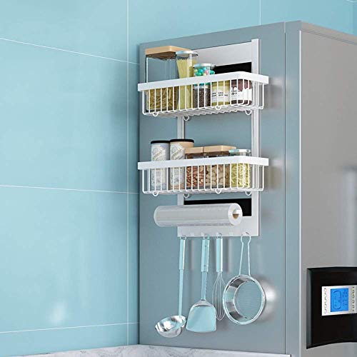 Home Refrigerator Side Rack Kühlschrank Rack mit 6 Haken Punch Free Spice Rack Jar Flaschenhalter für Gewürze, Gewürze und Gläser