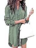 vestido camisa vaquera celeste Ajuste holgado Ideal para combinar con algunas camisetas y pantalones cortos.