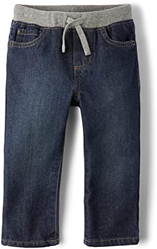The Children's Place Baby Boys Blue Straight Leg Mid Rise Pull On Jeans 18.5 inches
