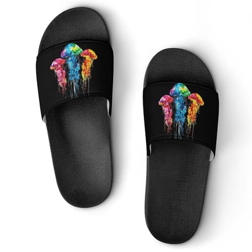 Tie Dye Jellyfish House Sandals Non-Slip Bathroom Slippers Beach Summer Shoes for Men Women