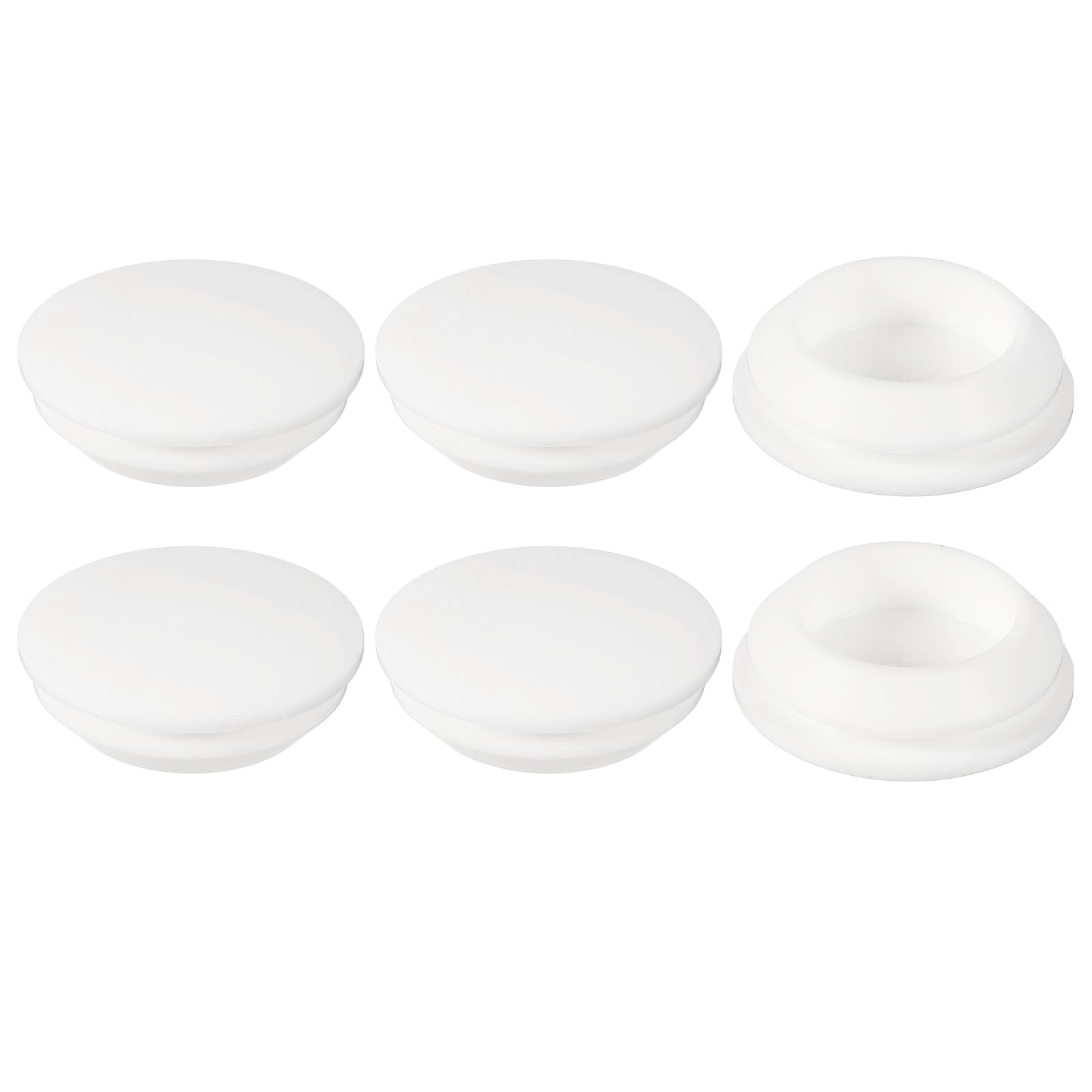 YELARXI Rubber Plugs, Silicone Hole Plugs, T Type Rubber Stoppers, Waterproof Snap Locking End Caps - Fitting for (32-33 mm Round Holes/Kitchen/Furniture) 32 mm & 6 Pack & White