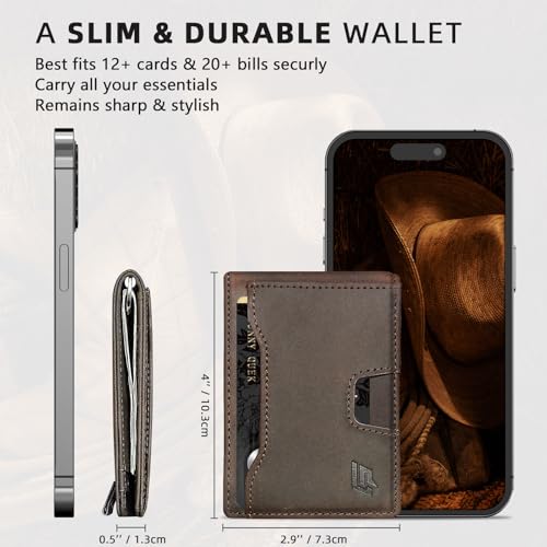 Slim Minimalist Wallet for Men- Money Clip Wallet | Bifold Men Wallets | RFID Blocking Wallet | Genuine Leather Wallets for Men | 12 Card Holder Mens Wallet | Mens Front Pocket wallet4