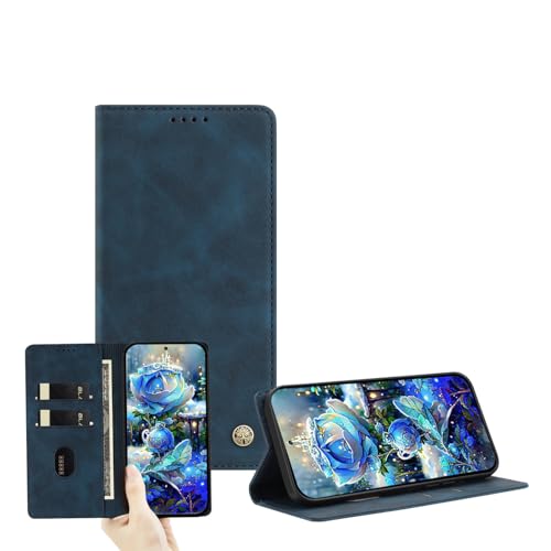 IVY Ultra-Thin PU Leather Wallet Case for Sony Xperia 10 V 5G with Card Slots, RFID Blocking, Kickstand & Magnetic Closure - Dark Blue