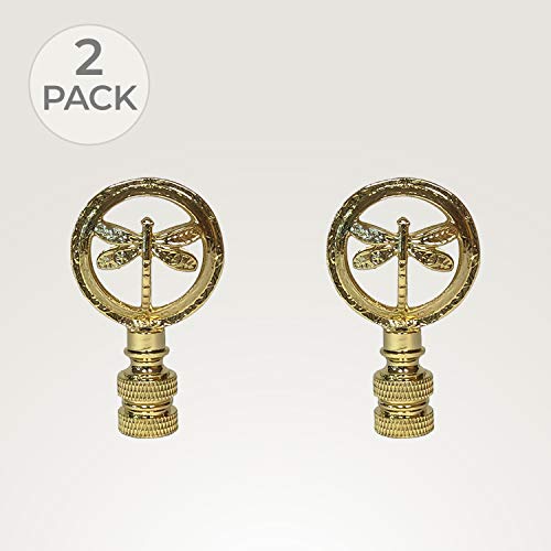Image of Royal Designs, Inc. Decorative Hovering Dragonfly Finial for Lamp Shade, Polished Brass - Pack of 2