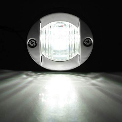 12V Marine Boat Transom LED roestvrij staal waterdicht anker hek navigatielicht met doorzichtige plastic lens en roestvrijstalen schaal (wit)