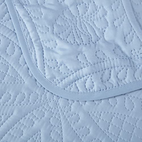 Image of Chezmoi Collection Austin 3-Piece Oversized Bedspread Coverlet Set (King, Chambray Blue)