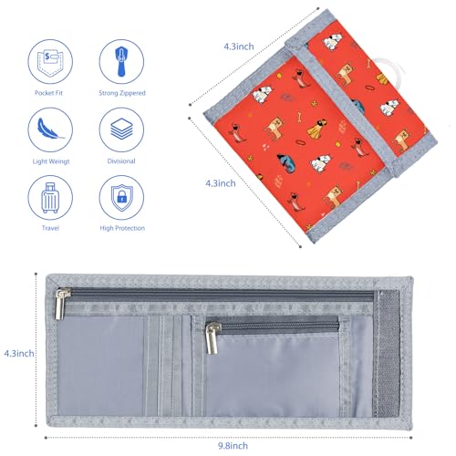 Image of Kids Trifold Wallet for Boys 4-12Years, Velcro Wallet with Card Holders, Perfect Children's Birthday Gift - Toddler Wallet for Boys, Trifold Wallet for Kids (cat&dog)