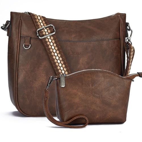 Image of 2PCS /Set Crossbody Bags for Women,Vegan Leather Hobo Purse Wallet For Women Set,Shoulder Bags With 2 Adjustable Strap