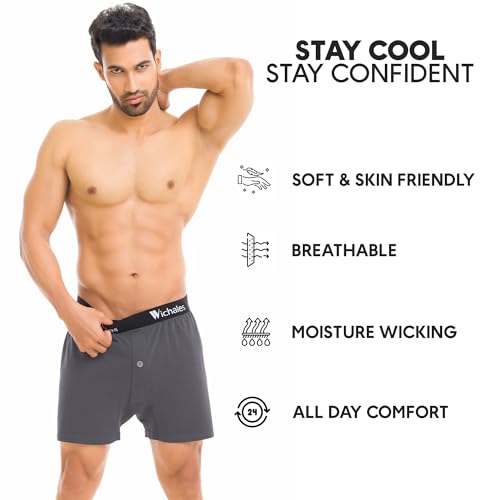 Image of Mens Boxer Shorts Loose Fit Underwear Boxers Soft Breathable Men's Boxers Sleep Short for Men Underwears 3 Pack
