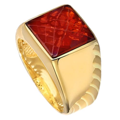 Bague en argent 925 doré et zircon rouge, un bijou de prestige pour homme raffiné