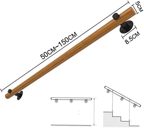Safe Straight Wooden Rails for Stairs - Complete Banister and Wall Support Kit for Home Remodeling - 60cm (24 Inch) Decking Railings for Enhanced Safety