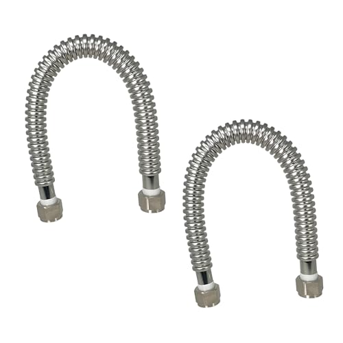 PROCURU 2-Pack 3/4' FIP x 18' (1.5Ft) Stainless Steel Water Heater Flex Connector, Certified Safe (6WAA18-2P)