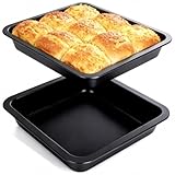 2 Quadratische Auflaufform, 22.5x22.5x4.5cm Brownieform Eckig Kuchenform Backform Kastenform Brot Brotbackformen mit Antihaftbeschichtung Brotformen zum Backen für Backofen, Ninja Heißluftfritteusen