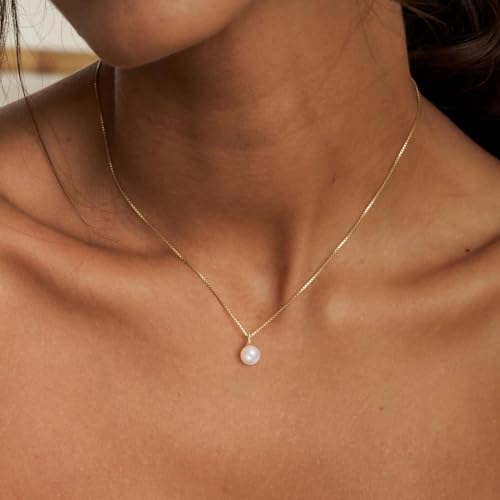Pearl Necklace: 14K Gold-Plated/White Gold-plated Pearl Necklace for Women 16.5” + 2”3