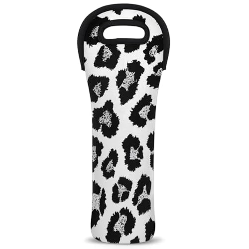 Neoprene Wine Tote Carrier Bag for Wine,Water, Champagne, Beer, Baby Bottles 15.6 x 5.1 Inches, Protective Wine Bag,Leopard Texture Animal