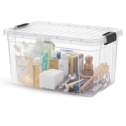 Image of Superio 11 Quart Clear Plastic Storage Boxes with Lids, Stackable Organizer Containers, BPA-Free Storage Bins for Home, Office, School & Dorm, 1 Pack