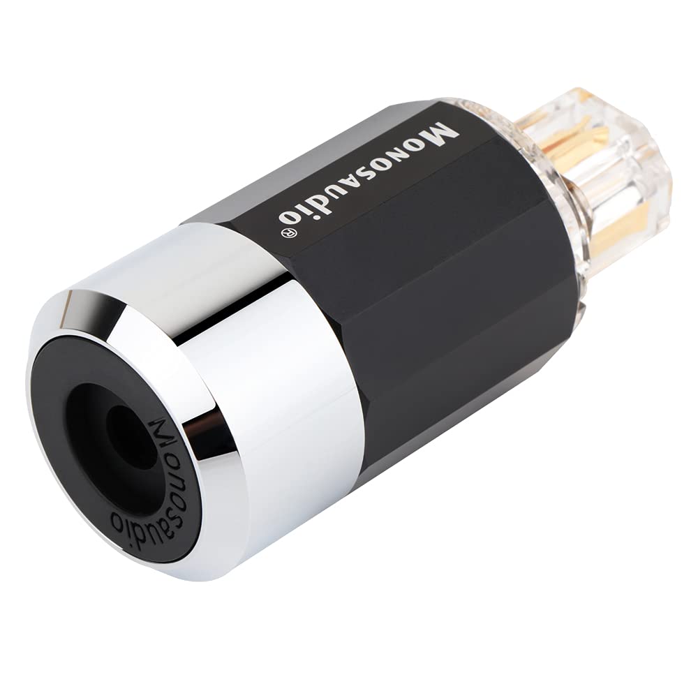 Monosaudio Par de conectores Schuko HiFi y conector IEC C15 de gama alta, conector hembra de 16 A, 250 V, conector de audio chapado en oro E109G/F109G