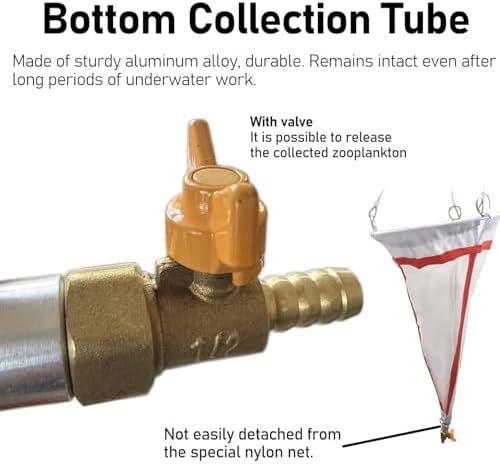 20/25 μm Plankton Net - 625/500 Fine Mesh, Durable Nylon, 23.62 in (60 cm) Length, Ideal for Phytoplankton & Protozoa Collection, Biological Research Tool