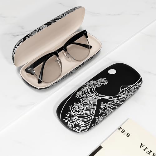 Image of Eyeglasses Case, Portable Hard Shell Protective Case for Glasses, Eyeglass Holder Box for Women with Cleaning Cloth