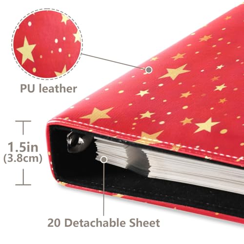 Álbum de Fotos Adhesivo Auto DIY Scrapbook Rojo Estrellas Doradas Encuadernador de 3 Anillos Libro de Fotos 40 Páginas 8x10 para Recuerdos miniatura 4