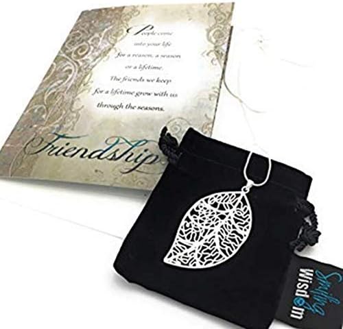 Miniatura 9 de Smiling Wisdom - Juego de regalo de amistad de hoja de plata - Tarjeta de felicitación, amistad, para toda la vida, temporal, motivo - Collar con