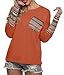 POGTMM Womens Long Sleeve Shirts Dressy Casual Classic Fit Trendy Boho Tops with Thumb Holes (S, Orange)