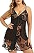 ADOREJOY Womens Babydoll Lingerie Set Plus Size Sleepwear(XL,Black)