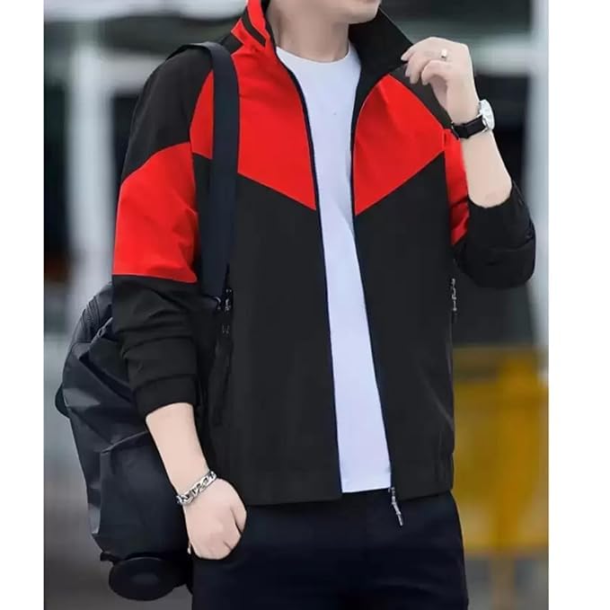 Image of MIA FASHION Mens Jackets for Summer, Lightweight Windcheater Jacket, Full Sleeves, Regular Fit, Stylish Stand Collar, Zipper Closure