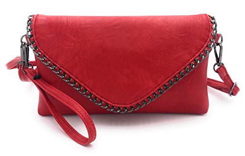 Imagen de ELIOX Bolso Clutch de Mujer Elegante con Cadena y Bandolera en Piel Sintética Suave Bolso Clutch de Noche Pequeño Bolso de Mano para Niña Bolsos Elegantes Ceremonia Boda