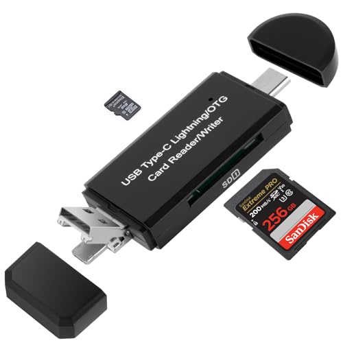 【LEGGI 2 SCHEDE CONTEMPORANEAMENTE】Il lettore di schede SD 4 in 1 è progettato con 2 slot per schede, slot per schede SD e Micro SD e supporta la lettura di due schede contemporaneamente, eliminando il problema di doverle collegare e scollegare costantemente. Può accelerare efficacemente il trasferimento dei file e rendere più efficiente l'accesso ai dati. Compatibile con schede SDXC, SDHC, SD, MMC, Micro SDXC, Micro SD, ecc. 【Nota】Il prodotto non include una scheda di memoria.