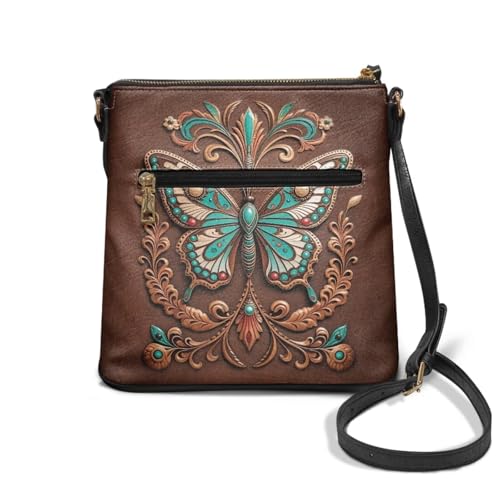 Image of Leather Women Crossbody Hobo Bag Satchel Purse Handbag with Adjustable Shoulder Strap and Zipper Pockets